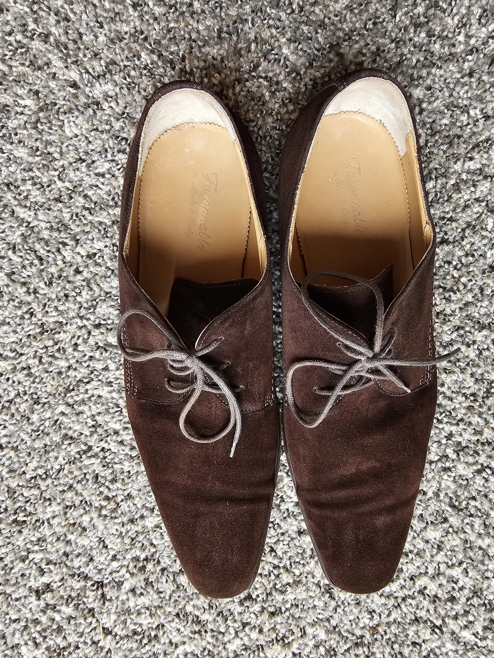 Faconnable Dark Brown Suede Derby Shoes